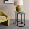 Libra Turner Set of 2 Nesting Side Tables – Clear Glass & Slate‑Effect