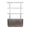 Libra Belvedere Aged Gold Shelving Unit with Storage – Tinted Glass & White Marble