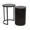 Libra Belvedere Black Nesting Side Tables – Set of 2, Markino Marble & Glass 43.2×43.2×61cm