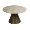 Clifton II Antique Brass & Light Travertine Coffee Table – 75cm