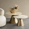 Clifton II Antique Brass & Light Travertine Coffee Table – 75cm