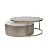 Belvedere Aged Gold Set of 2 Nesting Coffee Tables with Marble & Tinted Glass Belvedere Aged Gold Set of 2 Nesting Coffee Tables with Marble & Tinted Glass