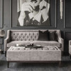 Theodore Buttoned Sofa in Warm Grey Fabric 200cm