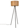 Black Tripod Floor Lamp Wooden Shade - Woodland by Dutchbone