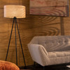Black Tripod Floor Lamp Wooden Shade - Woodland by Dutchbone