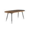 Walnut Oval Dining Table Brass Detailing Modern 200 cm - Signy