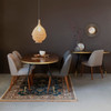 Walnut Oval Dining Table Brass Detailing Modern 200 cm - Signy