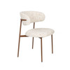 Off White Fabric Dining Chair Rounded With Walnut Frame - Claes