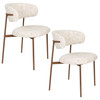 Off White Fabric Dining Chair Rounded With Walnut Frame - Claes