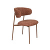 Terra Brown Fabric Dining Chair Rounded With Thin Walnut Legs - Claes
