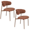 Terra Brown Fabric Dining Chair Rounded With Thin Walnut Legs - Claes