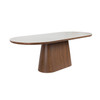 Oval Dining Table – White Marble-Effect Top with Walnut Base, 180 cm - Lucerne