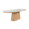 Oval Dining Table – White Marble-Effect Top with Oak Base, 180 cm - Lucerne