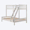 Pino Lacquered White Wood Scandinavian Family Bunk Bed 140x200cm & 90x200cm