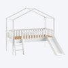 White Wood House Bed With Slide 90x200cm - Dallas Premium
