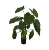 Artificial Alocasia Calidora plant with broad elephant-ear leaves and natural trunk
