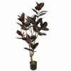 Rubber Leaf Artificial Tree 155cm Burgundy Silk Leaves & Natural Trunk