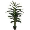 Tall evergreen artificial floor plant with dense rich green leaves