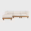 Ethnicraft Teak Monocle Outdoor White Modular Sofa Set 2 - Left