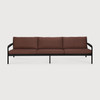 Ethnicraft Teak Black Outdoor 3 Seat Sofa Jack Burgundy Cushions