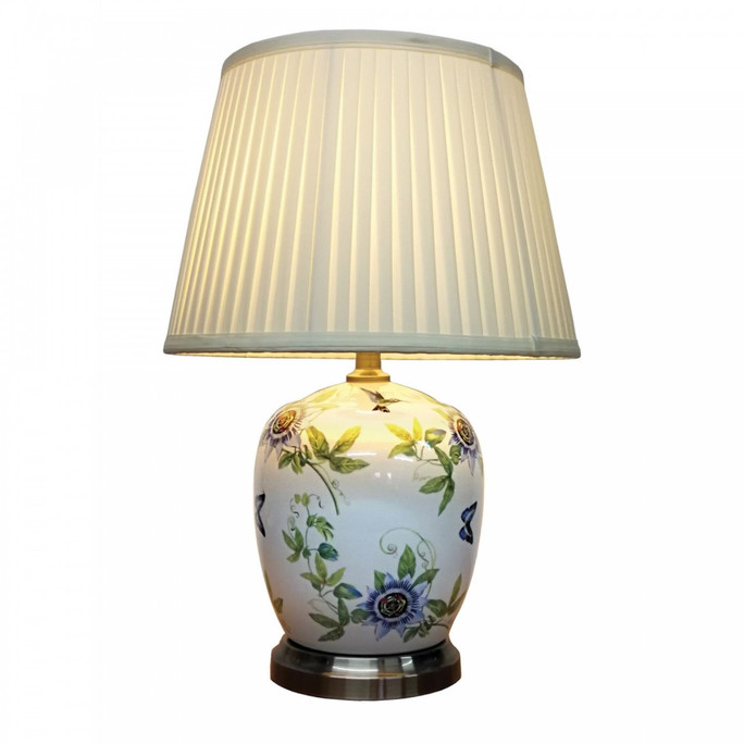 Pair of Oriental Table Lamps - Passion Flower