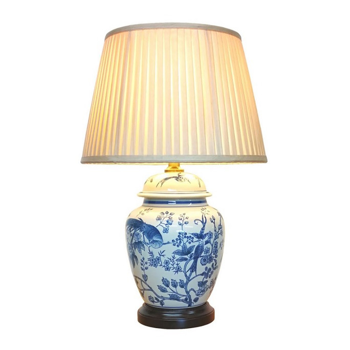 Oriental Jar Table Lamp - Tropical Birds