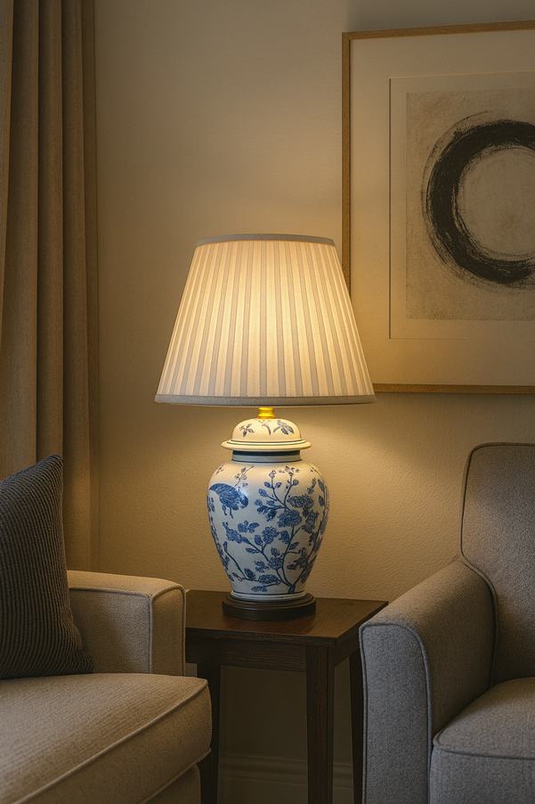Oriental Jar Table Lamp - Tropical Birds