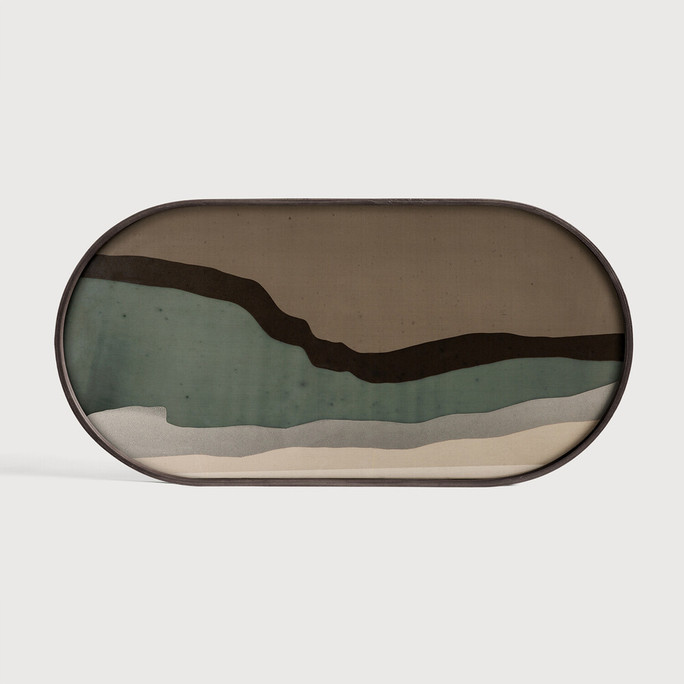 Notre Monde Oblong Wabi Sabi Glass Tray - Graphite