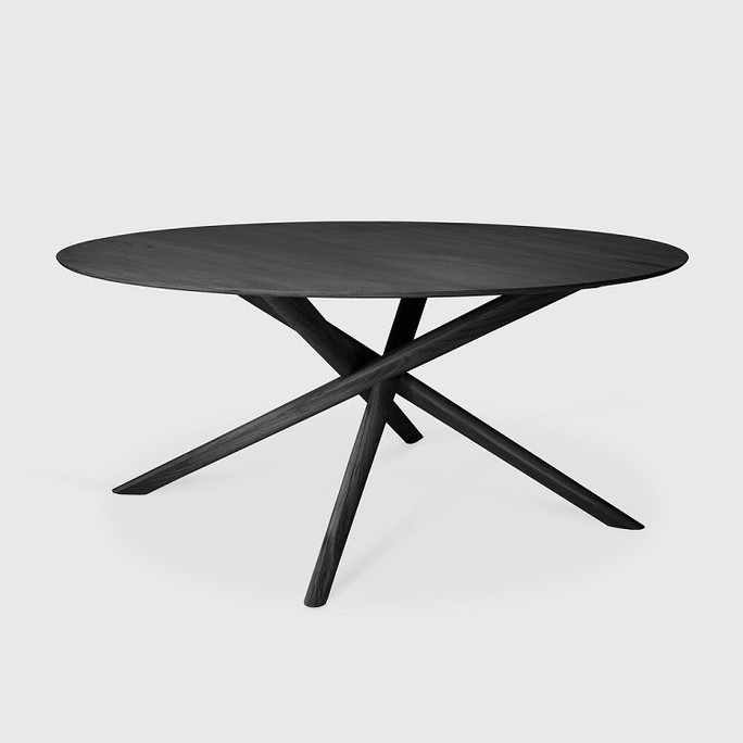 Ethnicraft Round Oak Dining Table Mikado - Black