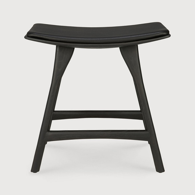 Ethnicraft Osso Black Oak & Leather Dining Stool