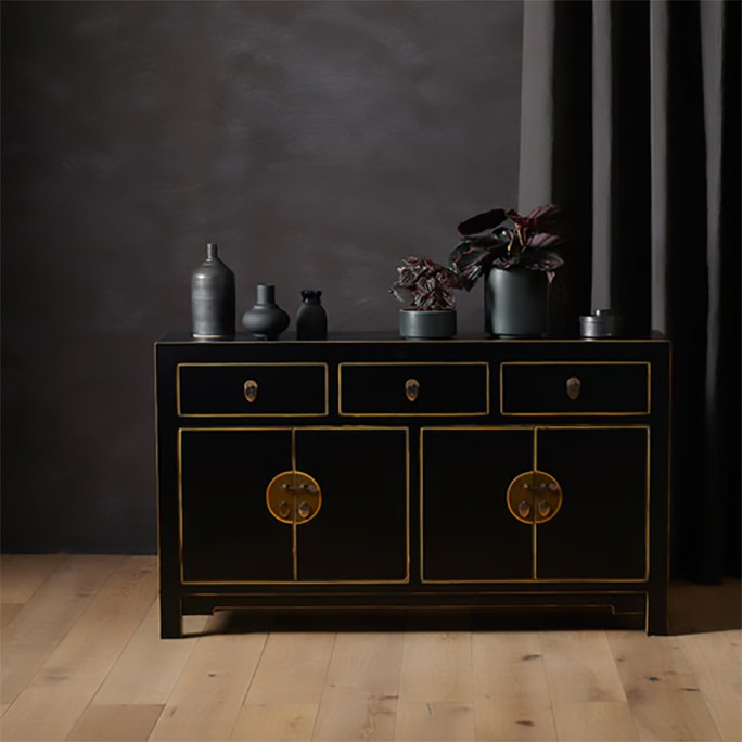 Oriental Black Lacquer Sideboard - Qing