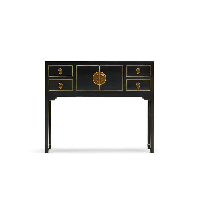 Oriental Console Table Chinese Black Lacquer