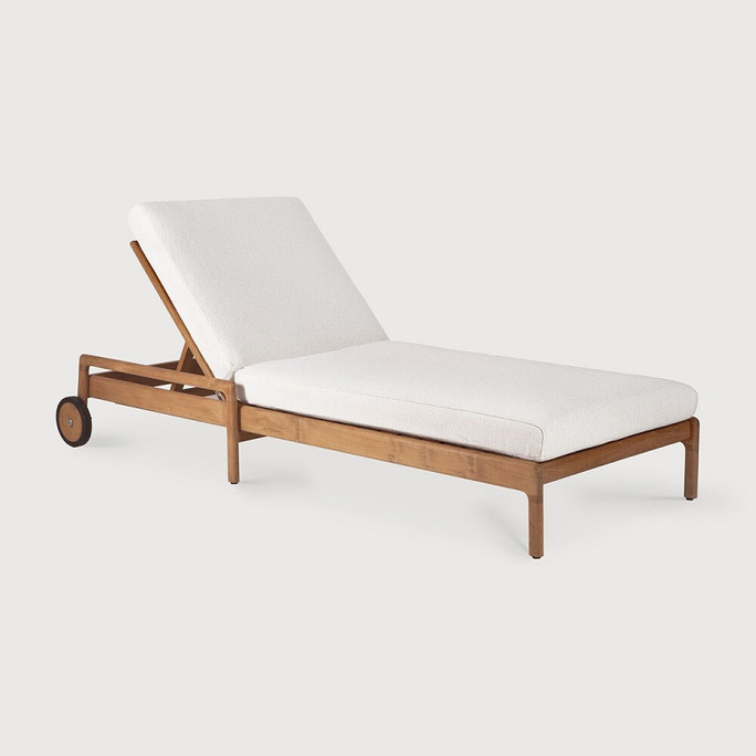 Ethnicraft Teak Outdoor Adjustable Lounger Jack Off White Cushions Ethnicraft Teak Outdoor Adjustable Lounger Jack Off White Cushions