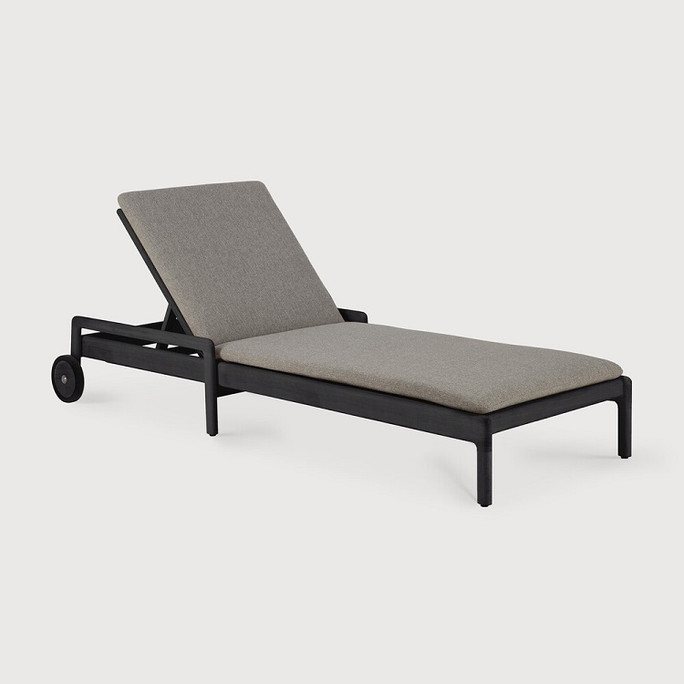 Ethnicraft Jack Teak Black Outdoor Adjustable Lounger Mocha