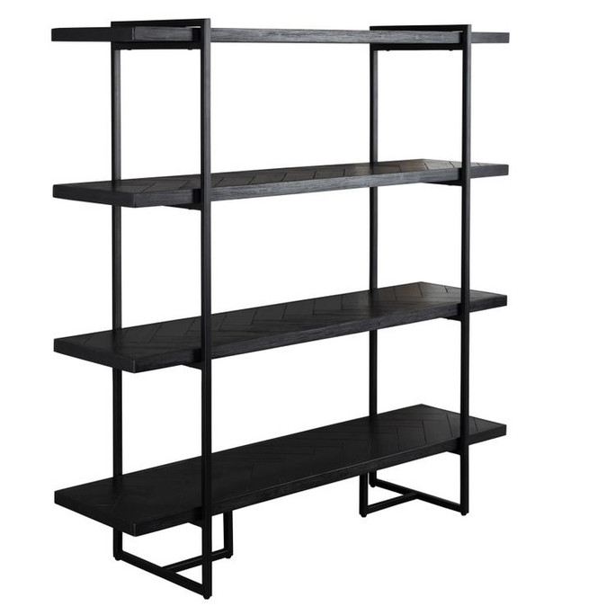 Black Wood Open Shelving Unit 140 cm Class