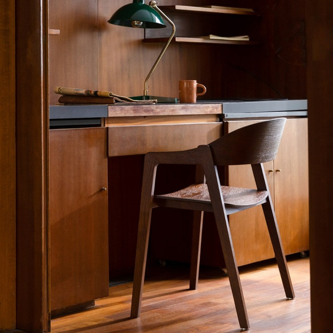 Pair of Curved Back Dining Chairs Walnut Finish - Westlake