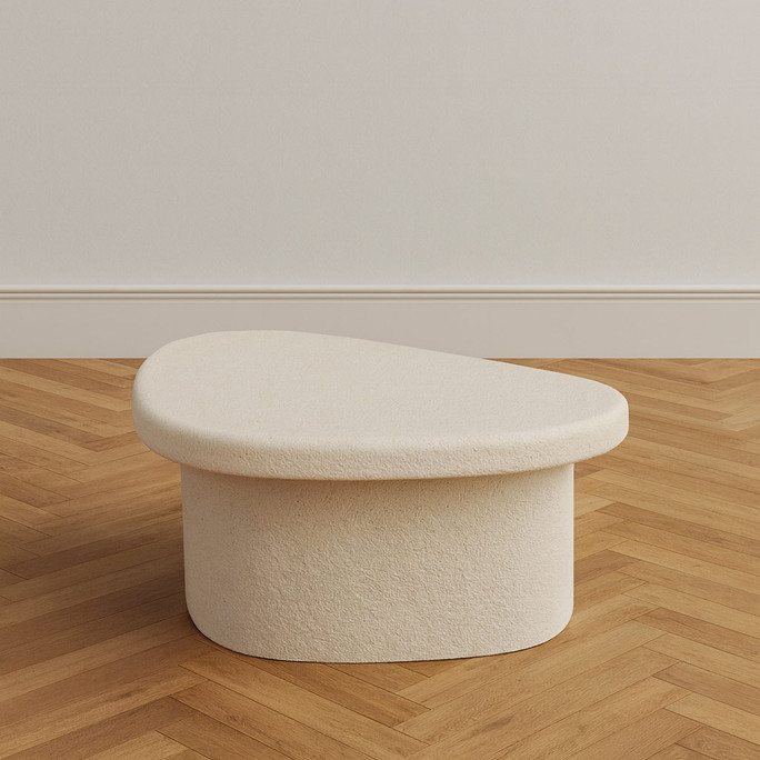Cream White Recycled Marble Coffee Table - Veda Cream White Recycled Marble Coffee Table - Veda
