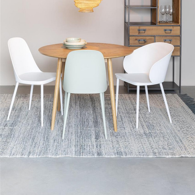 Small Round Oak Dining Table – Star-Patterned Veneer Top in Natural Finish 100 cm - Basel