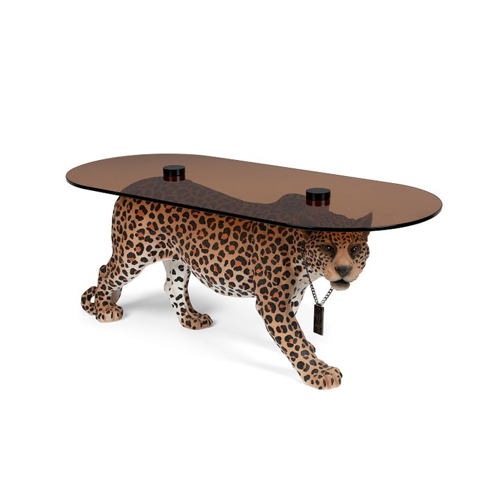 Spotted Panther Glass Top Coffee Table Spotted Panther Glass Top Coffee Table