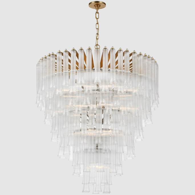 Visual Comfort Lorelei X-Large Waterfall Chandelier - Gild and Clear Glass