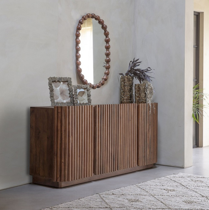 Libra Monterey Four Door Dark Wooden Sideboard 175cm Reeded Fluted Doors