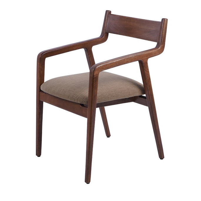 Libra Monterey Upholstered Dining Chair Dark Wood Frame with Cappuccino Fabric and Curved Back