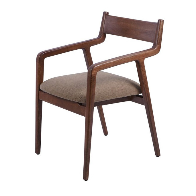 Libra Monterey Upholstered Dining Chair Dark Wood Frame with Cappuccino Fabric and Curved Back