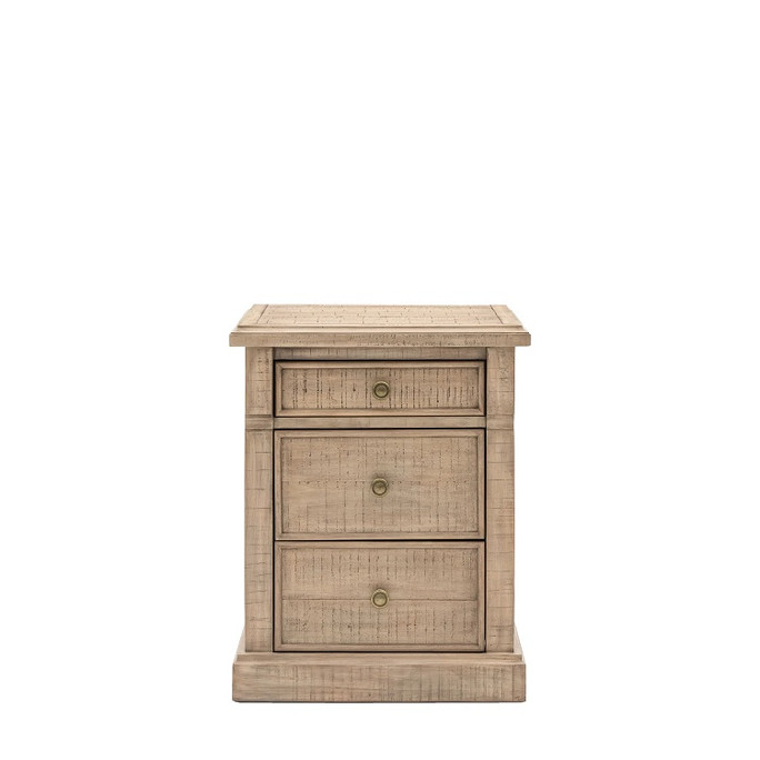 Gallery Direct Vancouver Natural Oak  3 Drawer Bedside 520x450x650 Gallery Direct Vancouver Natural Oak  3 Drawer Bedside 520x450x650