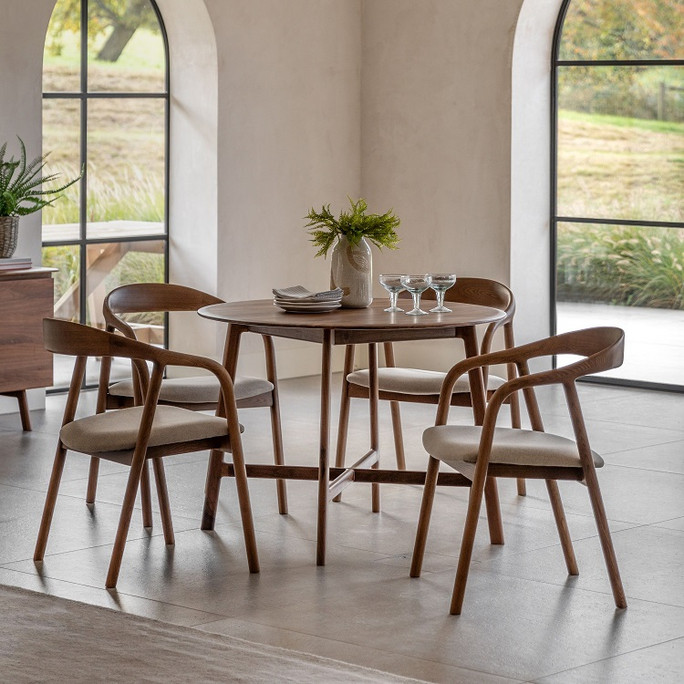 Gallery Direct Madrid Walnut Round Dining Table 100x100x75
