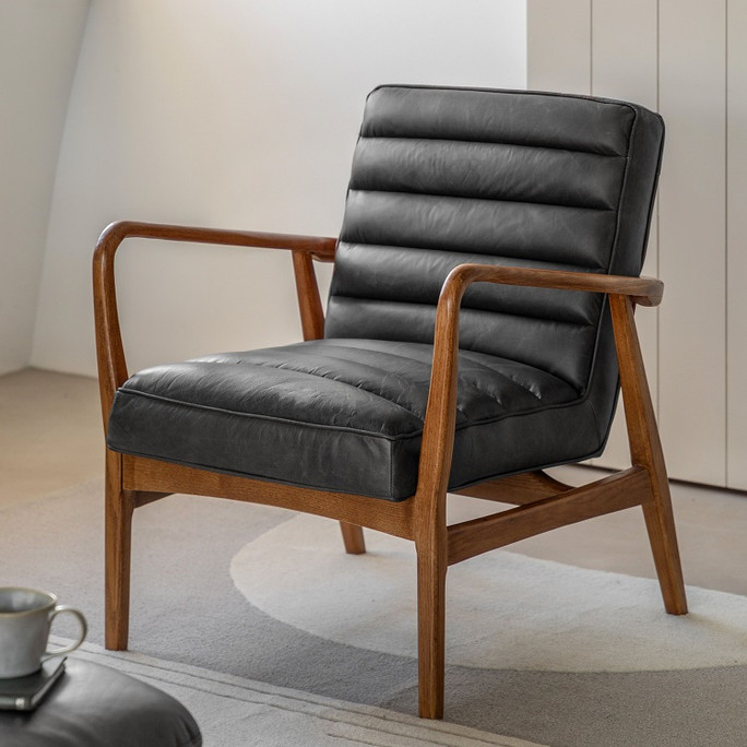 Gallery Direct Datsun Antique Ebony Leather Armchair – Modern Gallery Direct Datsun Antique Ebony Leather Armchair – Modern