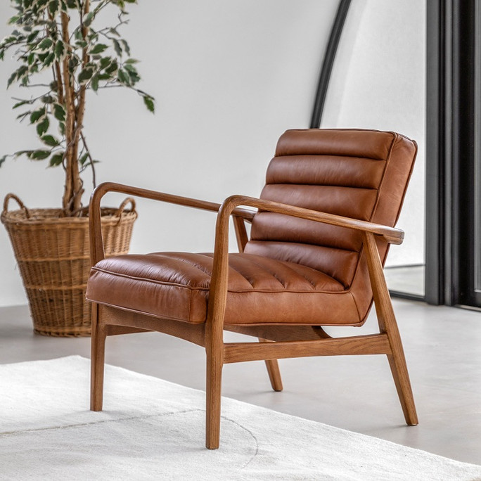 Gallery Direct Datsun Vintage Brown Leather Armchair – Modern