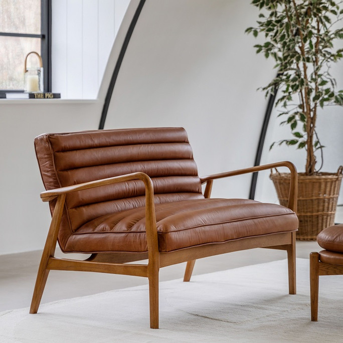 Gallery Direct Datsun Vintage Brown Leather 2‑Seater Sofa – Modern Gallery Direct Datsun Vintage Brown Leather 2‑Seater Sofa – Modern