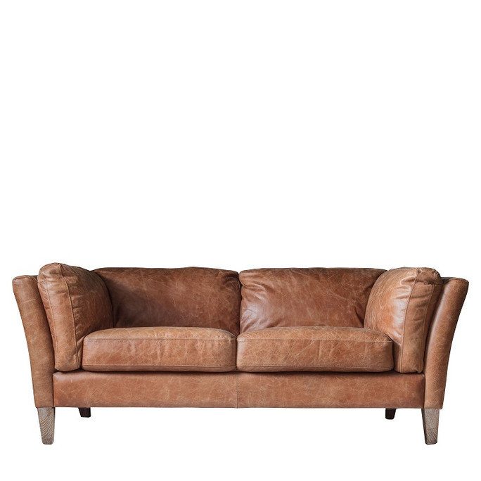 Gallery Direct Ebury Brown Leather 2‑Seater Sofa – Modern