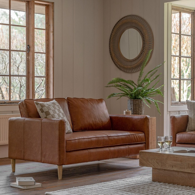 Gallery Direct Osborne Vintage Brown Leather 2‑Seater Sofa – Modern Gallery Direct Osborne Vintage Brown Leather 2‑Seater Sofa – Modern